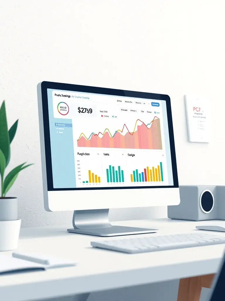 A graphic illustration depicting a PPC campaign setup, showing ad placements, keyword targeting, and conversion tracking.